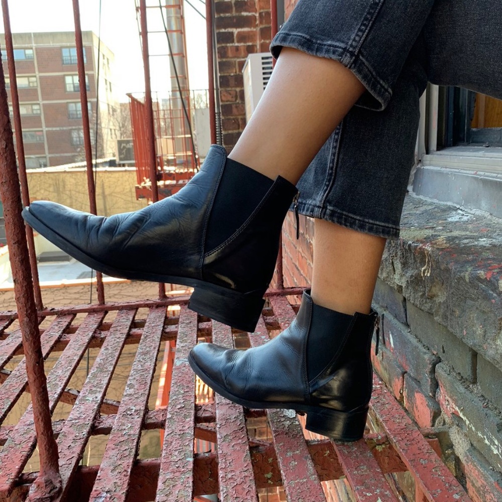 Black Italian leather Chelsea boots